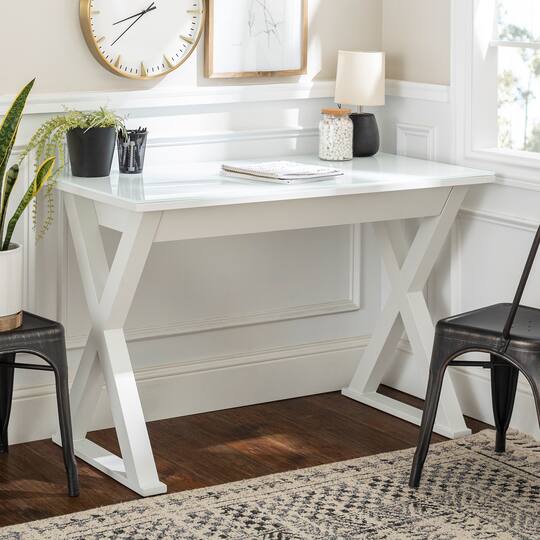 Walker Edison 48" White Modern Wood Computer Desk